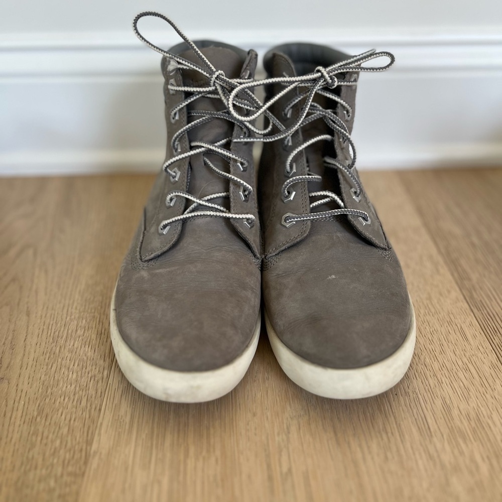 Timberland Gray Lace Up Boots with Suede Finish